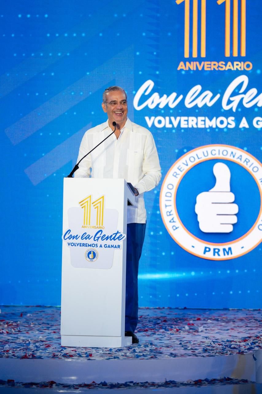 Abinader destaca al PRM como motor de cambio en su 11 aniversario