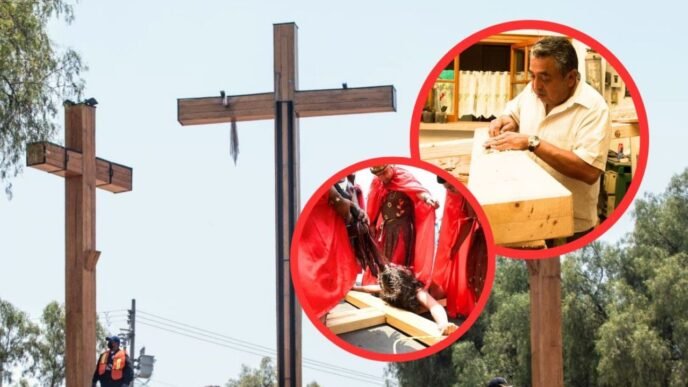 La cruz del Viacrucis de Iztapalapa pesa hasta 100 kilos
