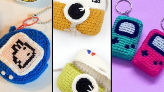 Fundas de audífonos en crochet inspiradas en juguetes retro